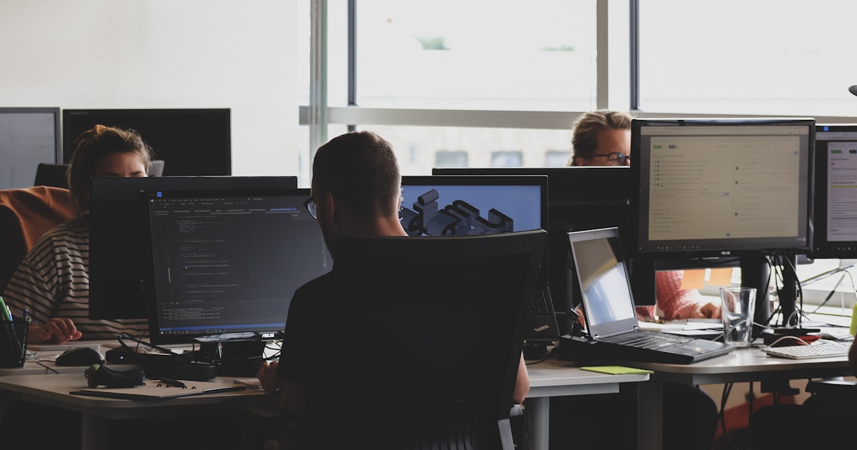people sitting on chair in front of computer monitor